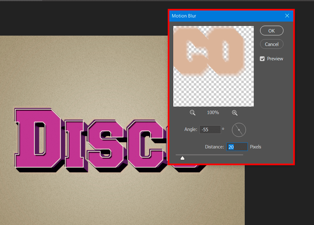create 3d retro text effect in photoshop using motion blur