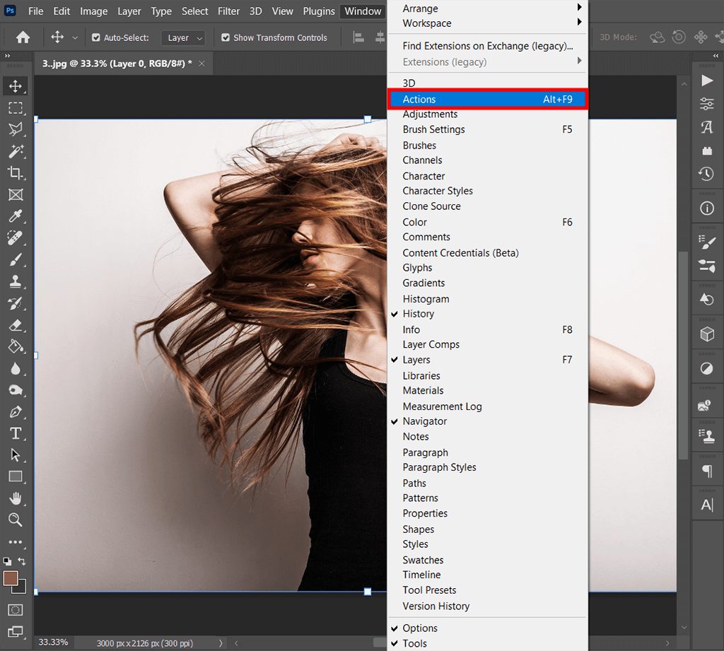 create an action in photoshop actions panel