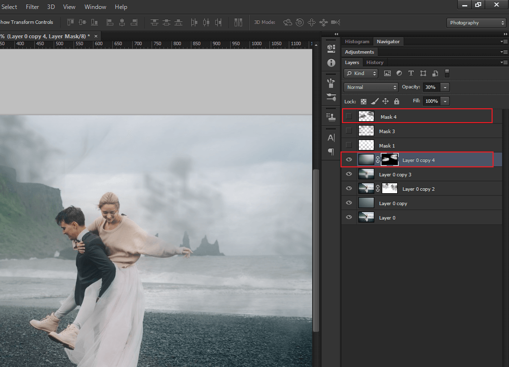 creating action adding mask