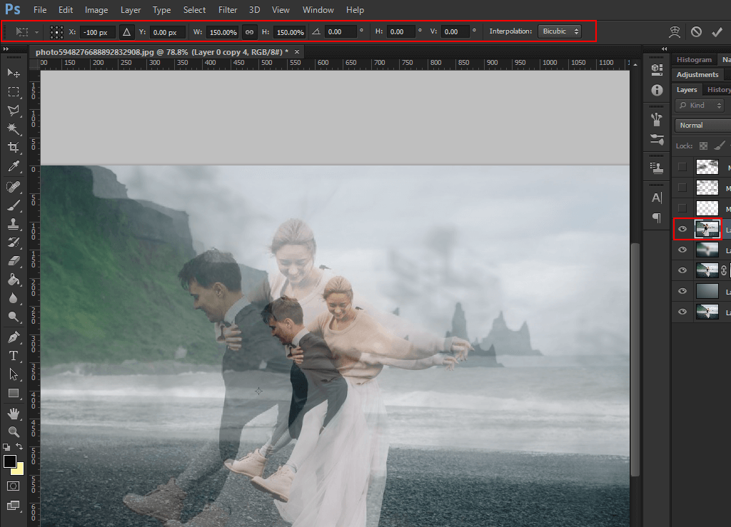 creating action resize layer