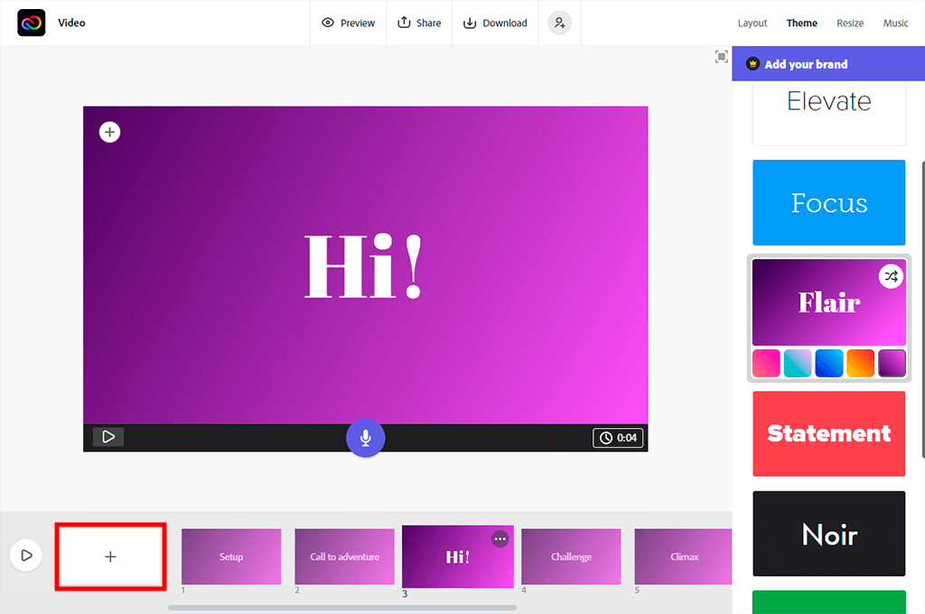 creating your slide to create video in adobe cc express