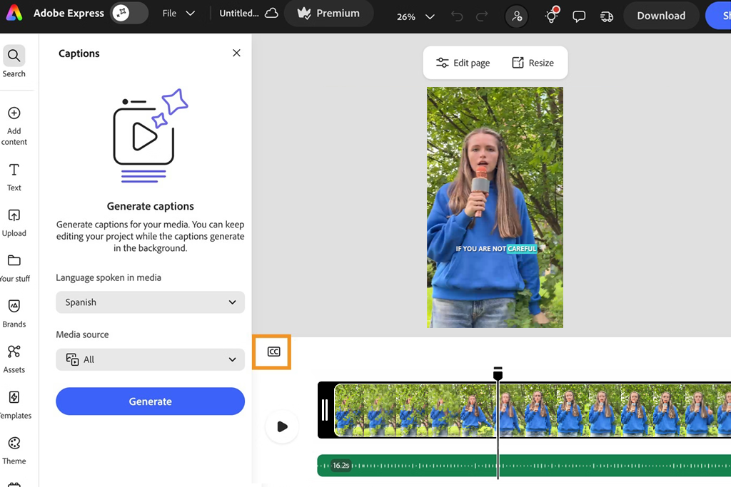 creative caption types in adobe express