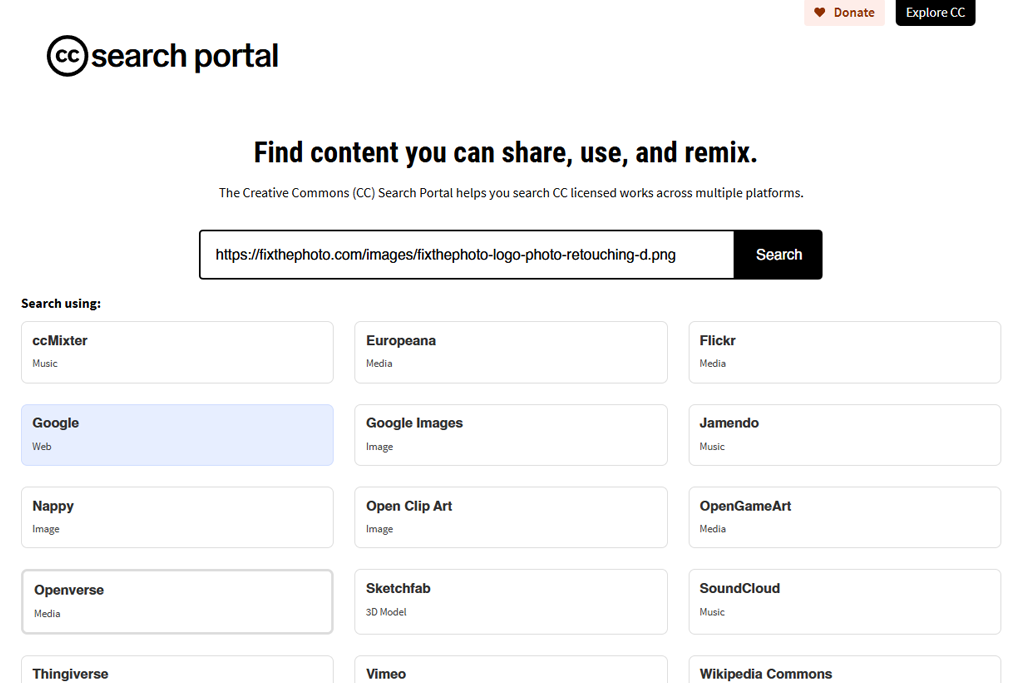 creative common search image copyright checker
