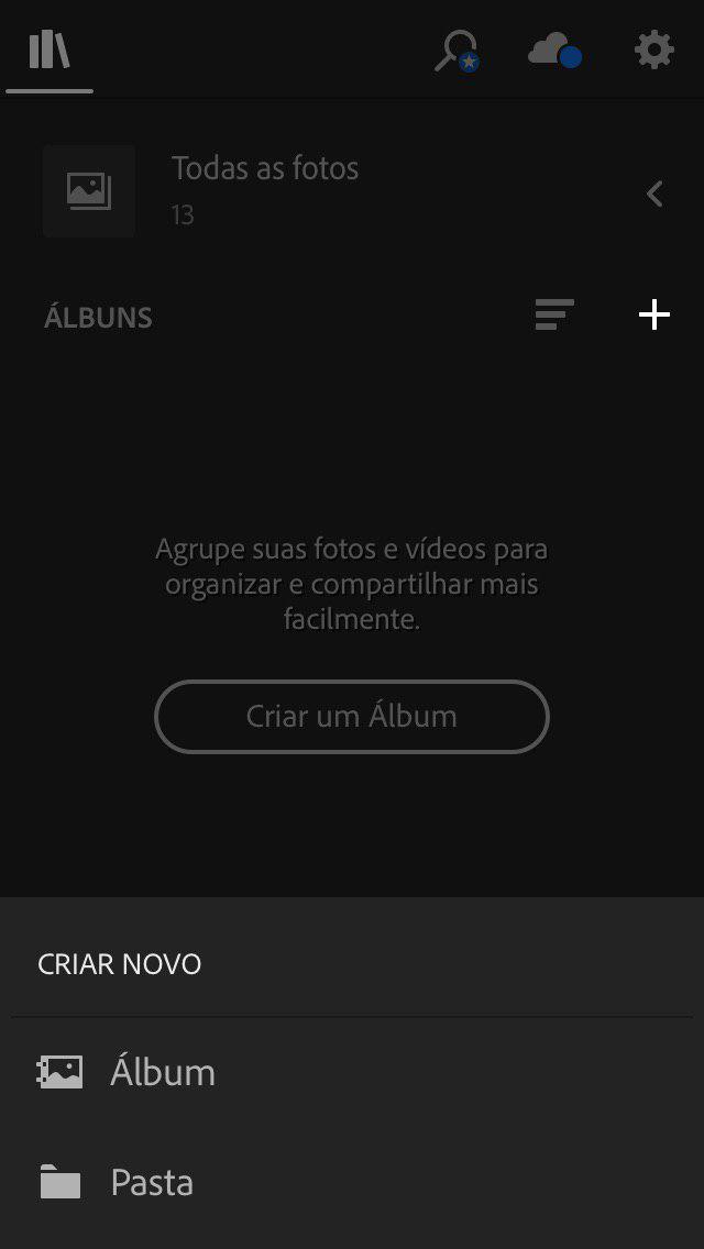 criar um album versão móvel do lightroom