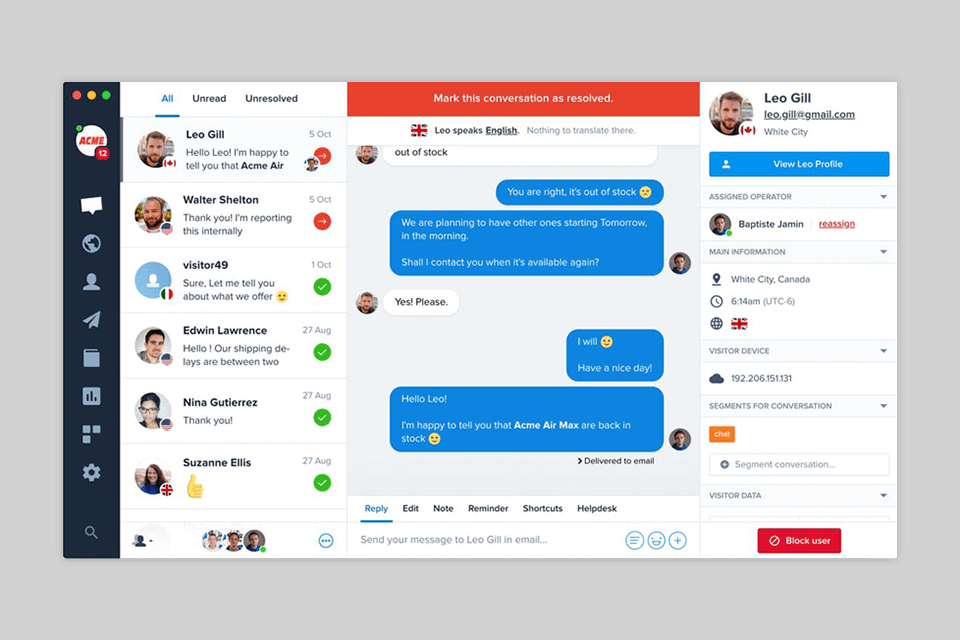 crisp platform inbox