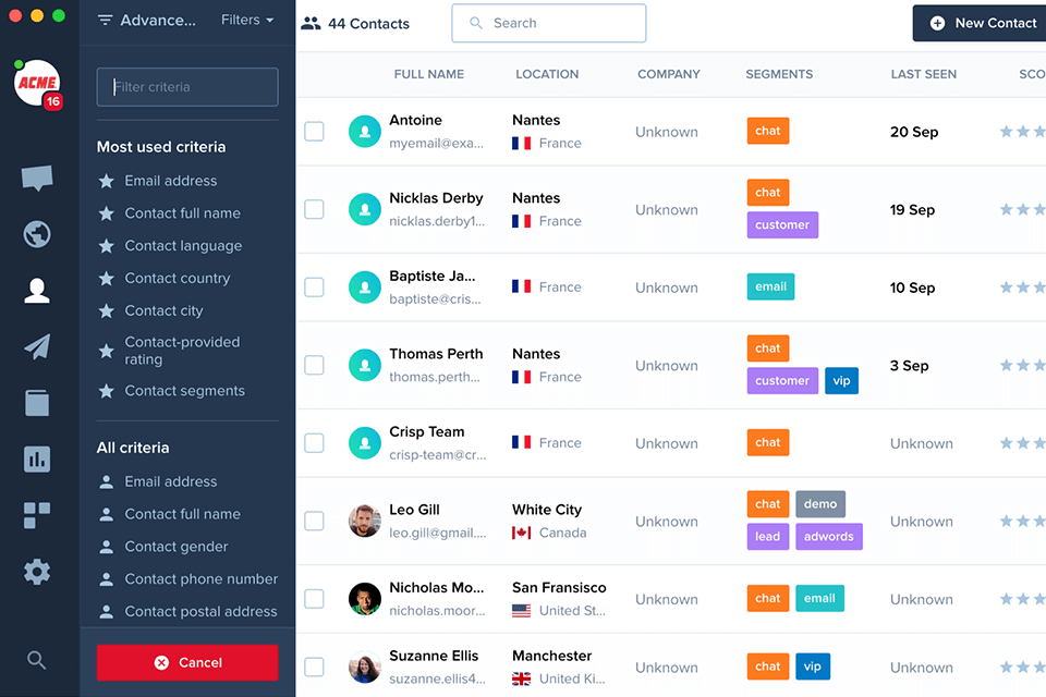 crisp platform interface