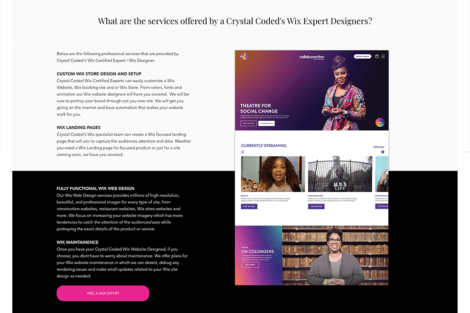 crystal coded designer wix website