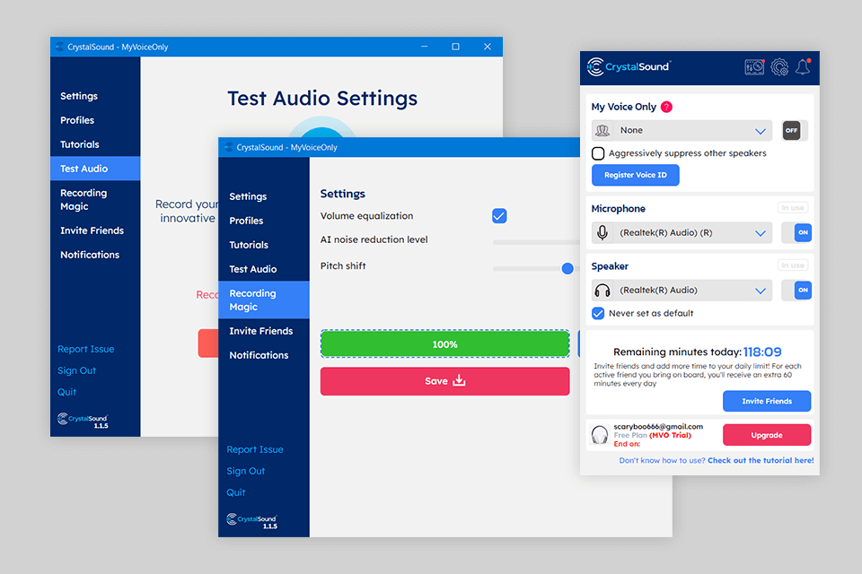crystalsound ai audio tool interface