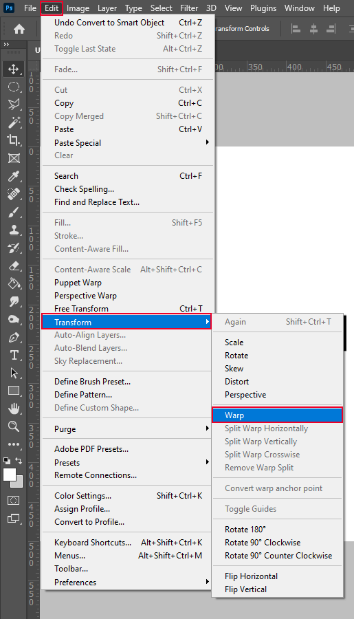 curved text in photoshop select warp tool
