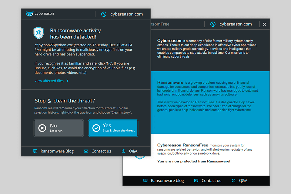 cybereason ransomfree download interface