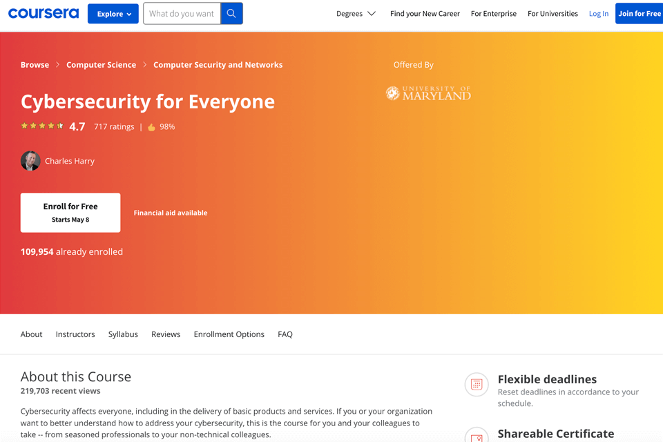 cybersecurity for everyone information technology course website