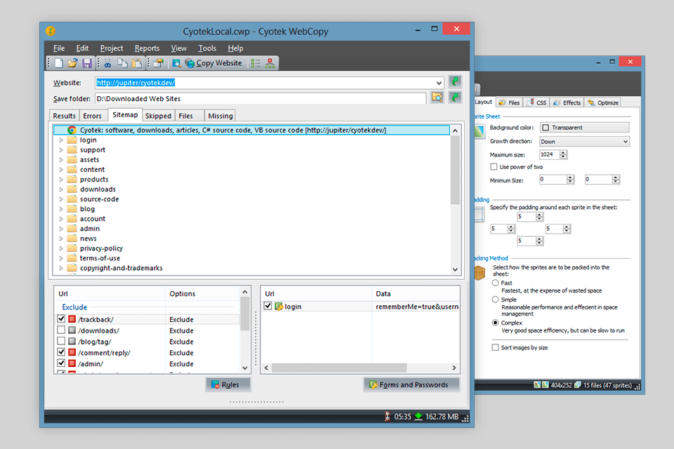 cyotek webcopy инструмент для сканирования сайта интерфейс