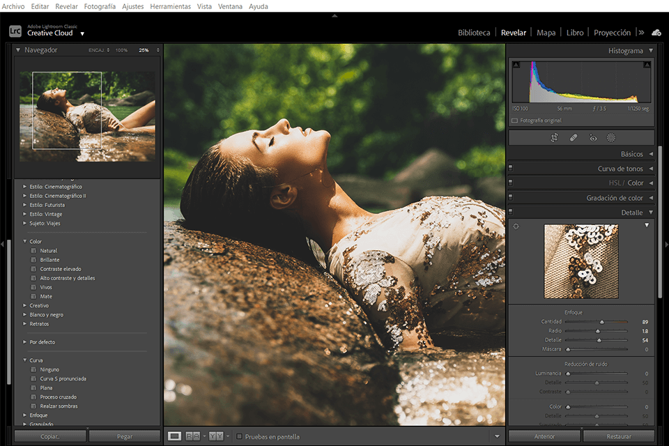 interfaz de lightroom cc