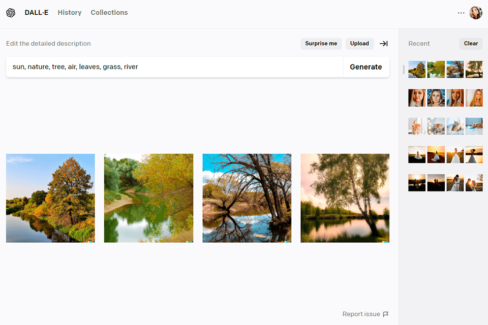 dall e 2 generative ai tool interface