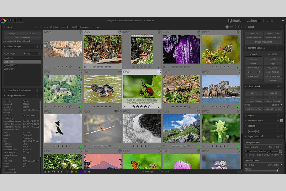 darktable linux apps interface