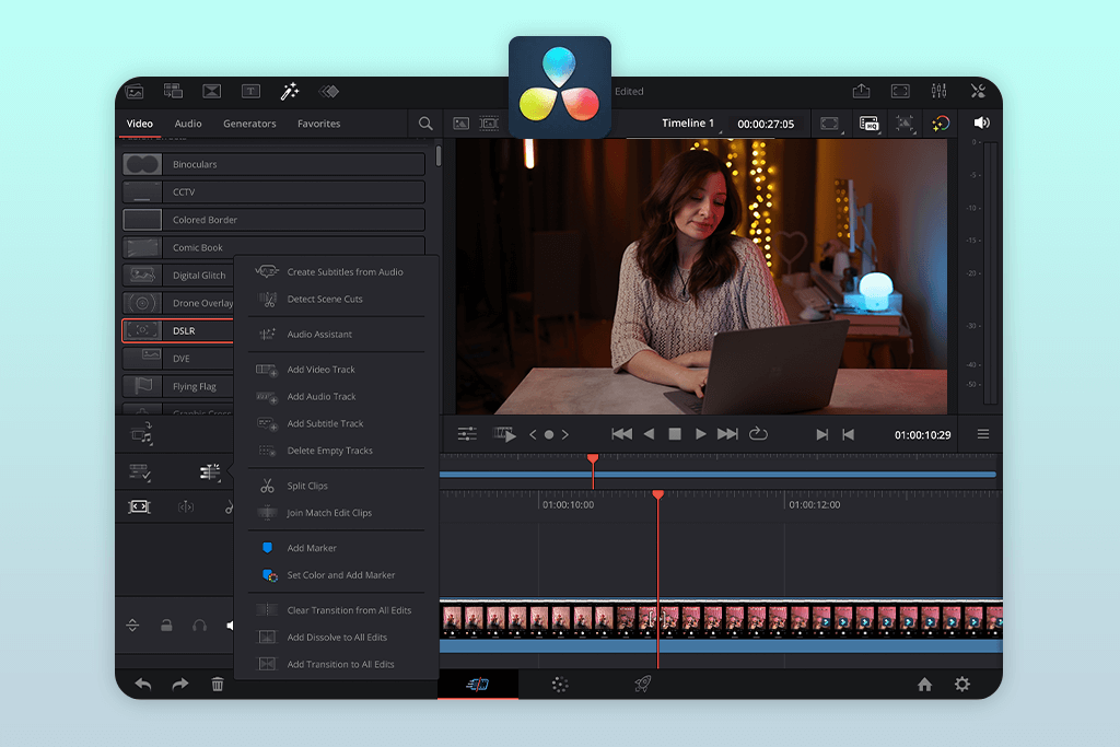 davinci resolve on ipad video editing app for instagram