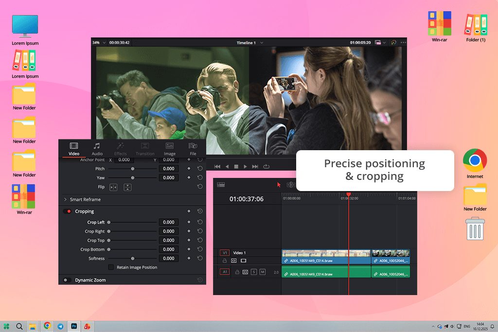 davinci resolve split screen video editor