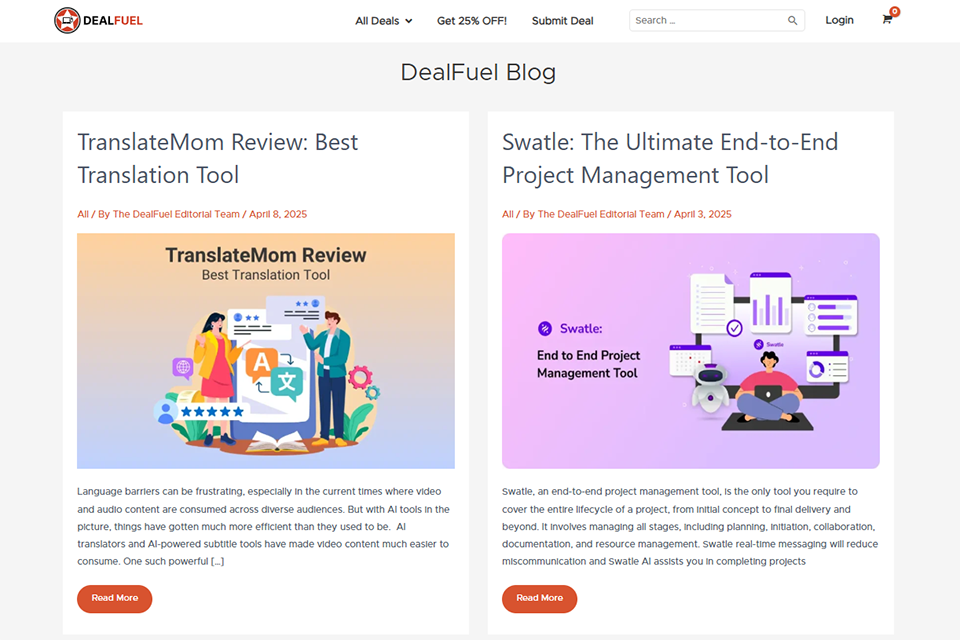 dealfuel wordpress blog