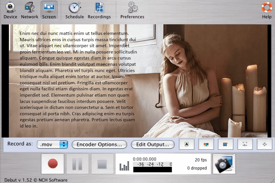debut video capture video recorder software for mac interface