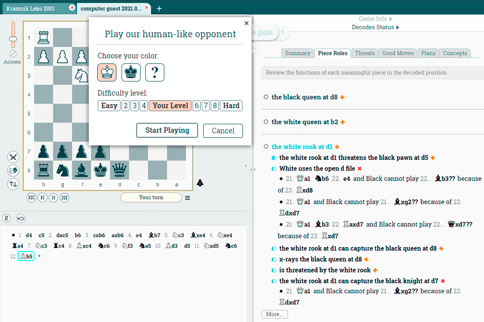 Free Creatica Chess Game Analyzer for MS Windows by Arkadi Poliakevitch