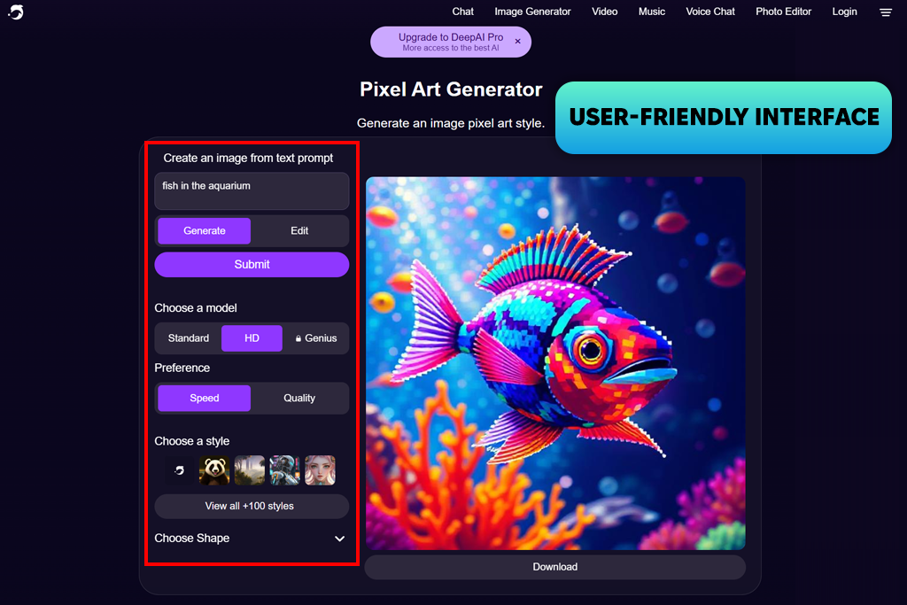 deepai ai pixel generator