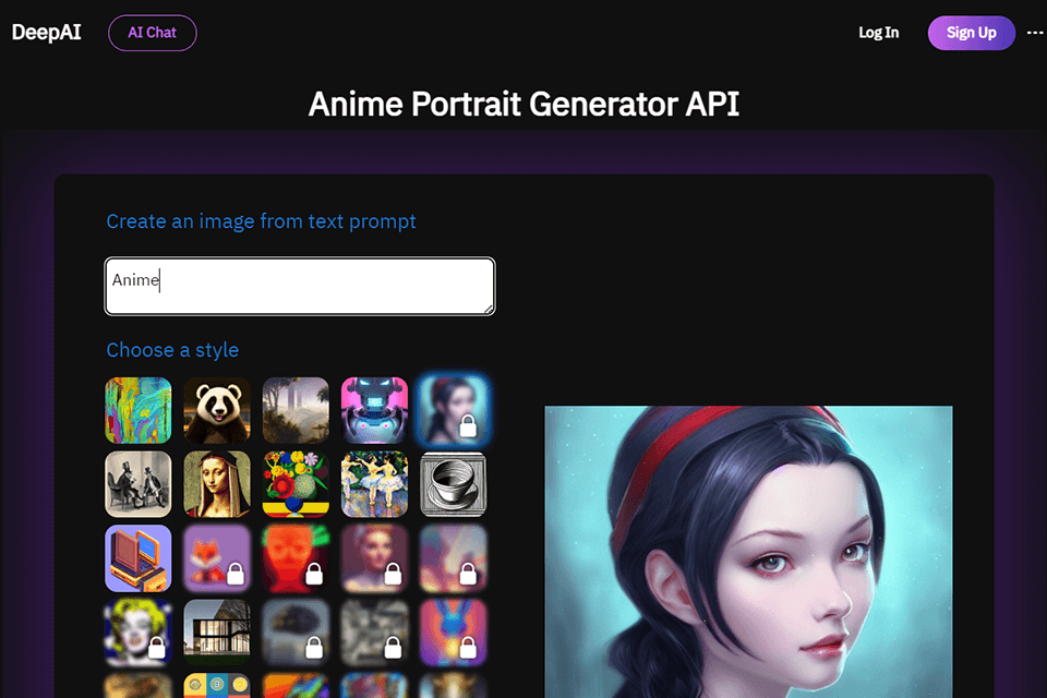deepart io ai anime generator interface