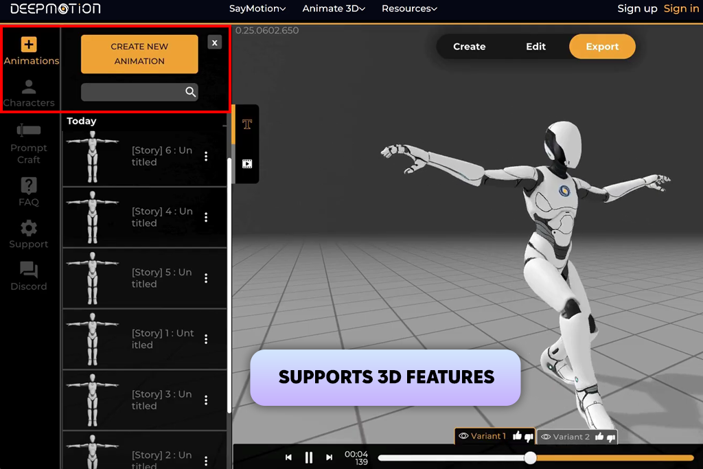 deepmotion ai motion graphics generator