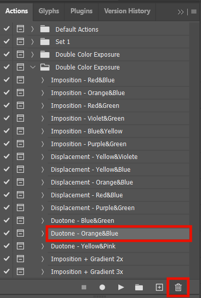 delete photoshop action