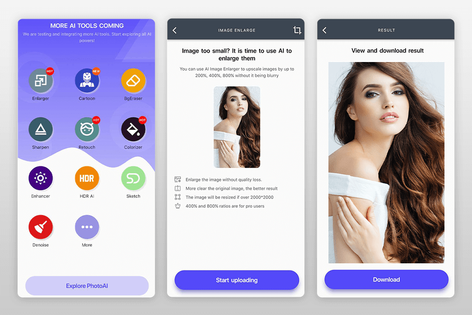 imglarger 전문가 모바일 앱의 노이즈 제거기
