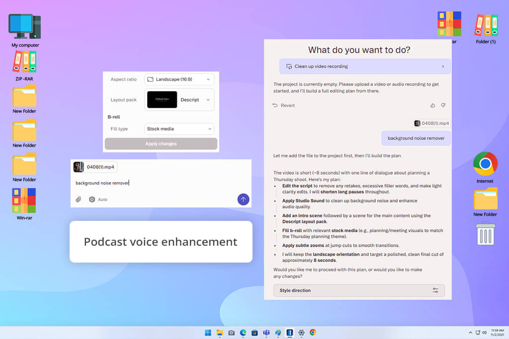 descript ai background noise remover