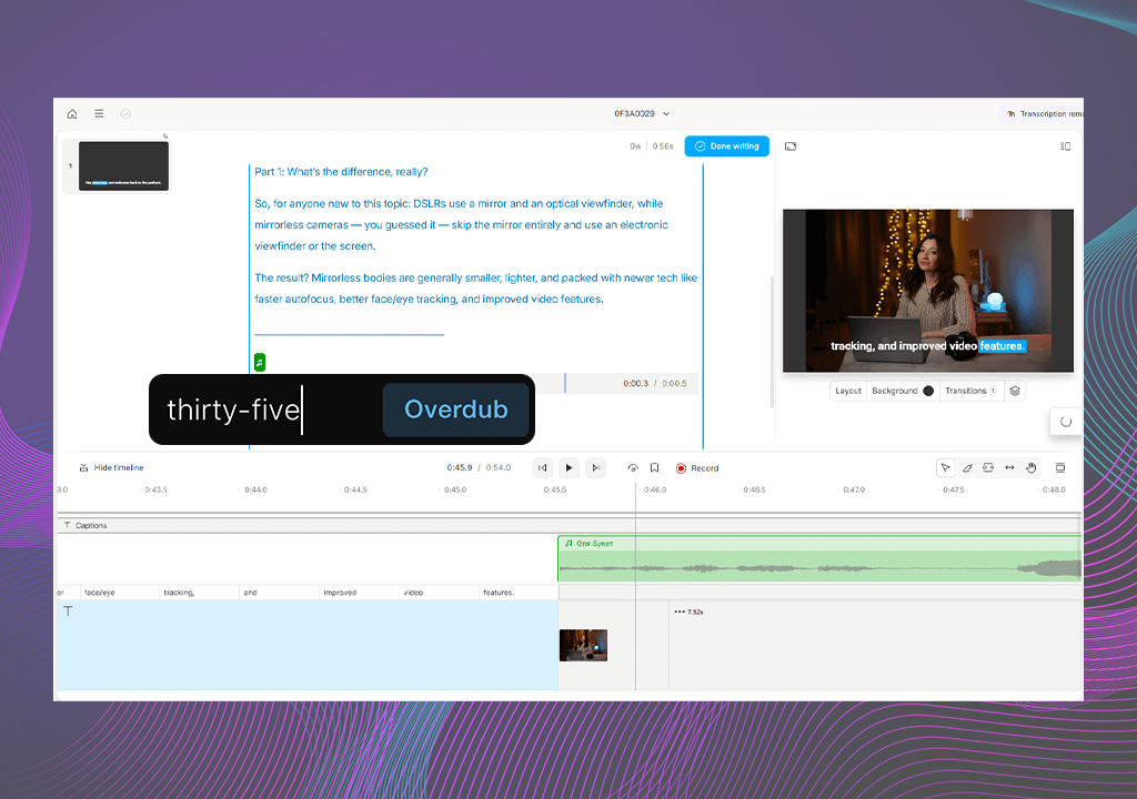 descript audio editing features