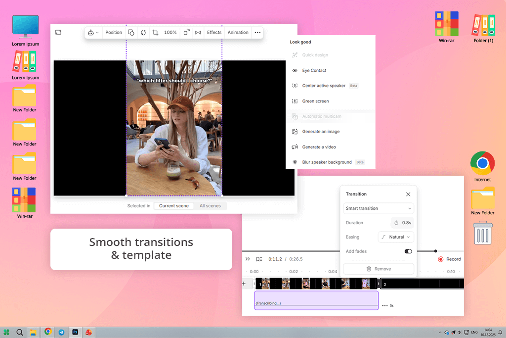 descript split screen video editor