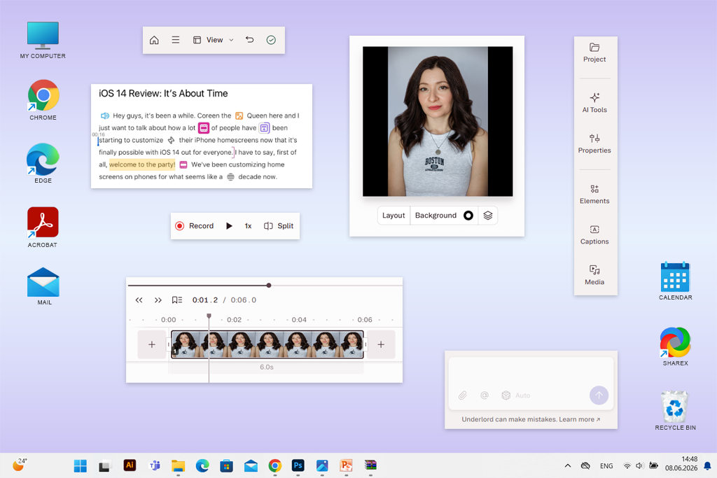 descript text-based video editor