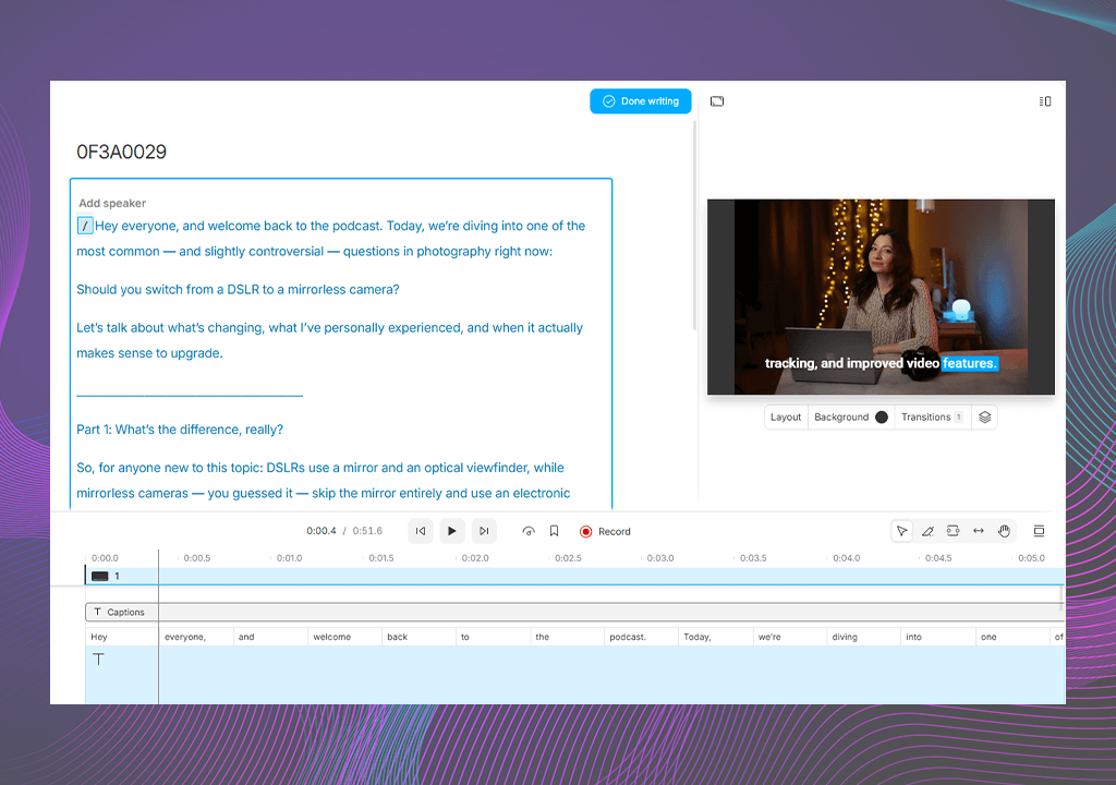descript video editing features