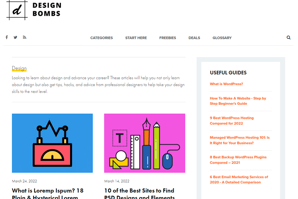 design bombs web design blog interface