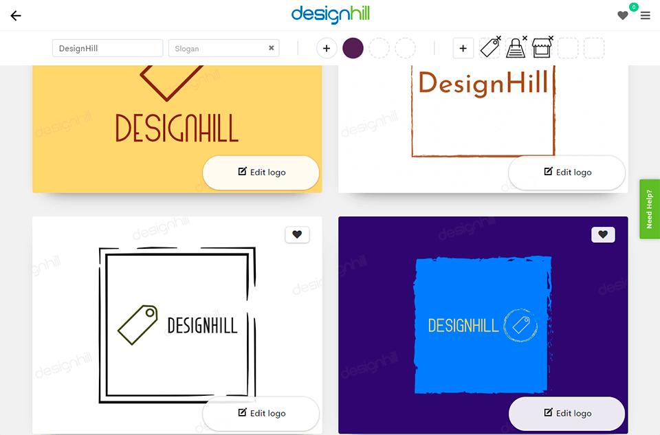 designhill en iyi ücretsiz logo oluşturucu arayüzü