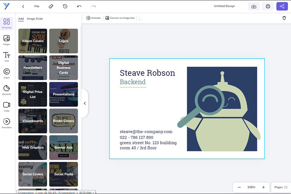 desygner canva alternative interface