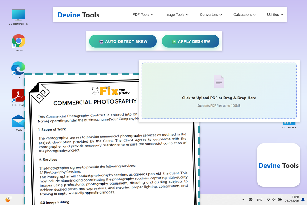 devine tool to deskew pdf online