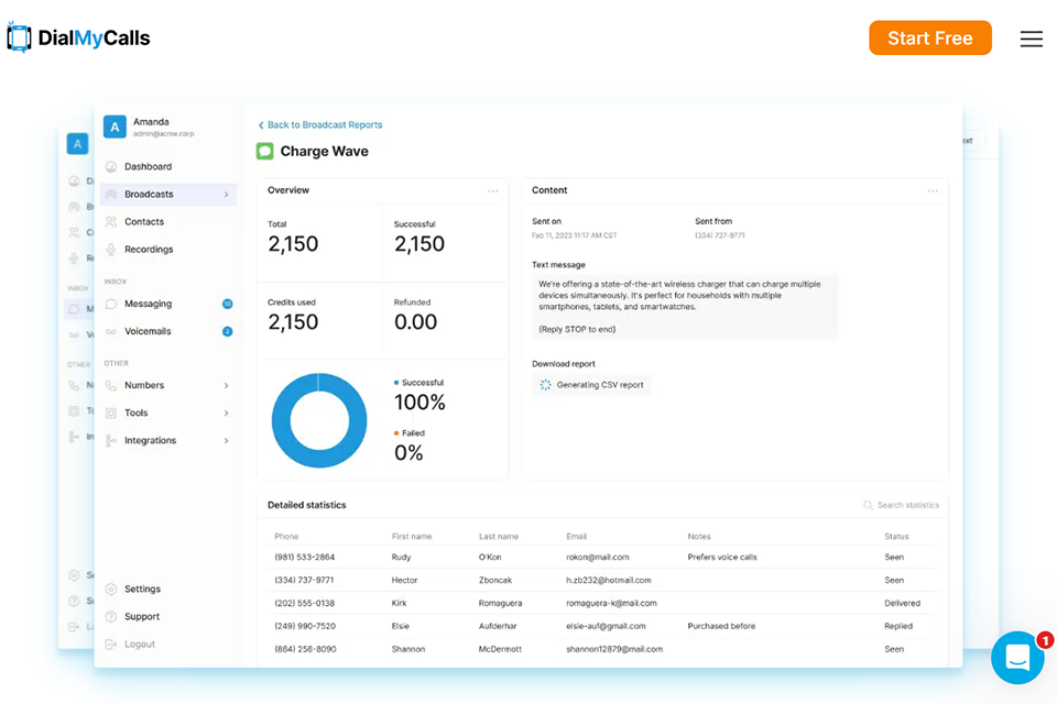 dialmycalls bulk text message service