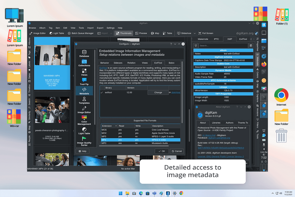digikam photo organizing software interface