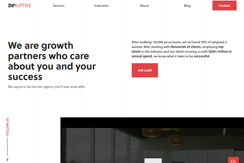 disruptive advertising promoting agency website