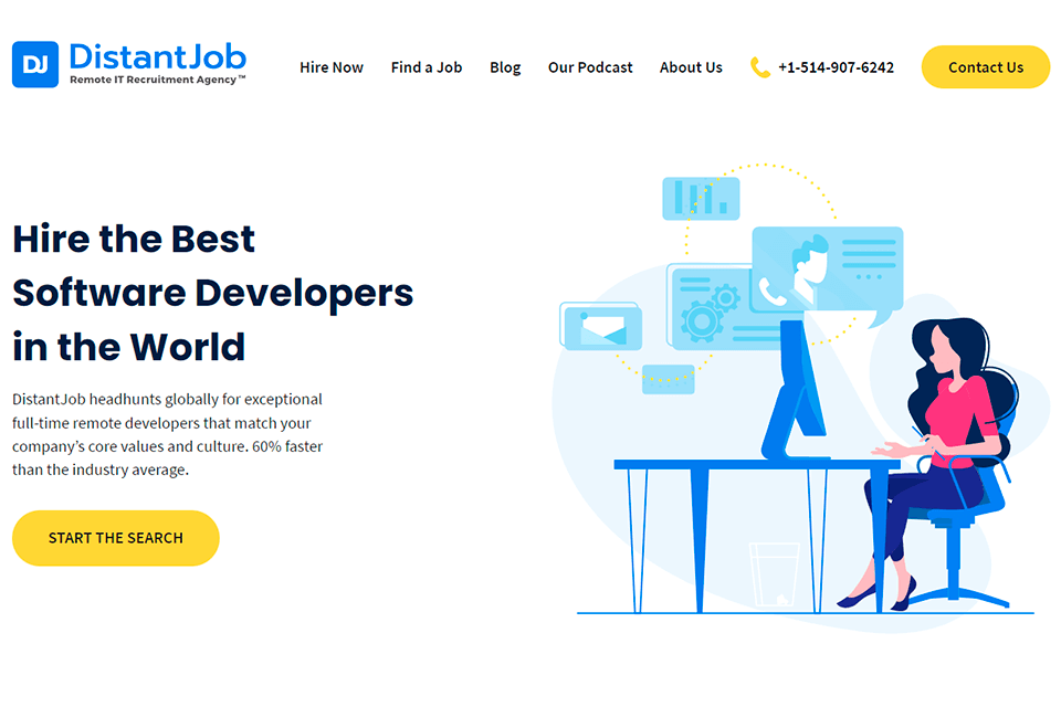 distantjob recruitment company interface