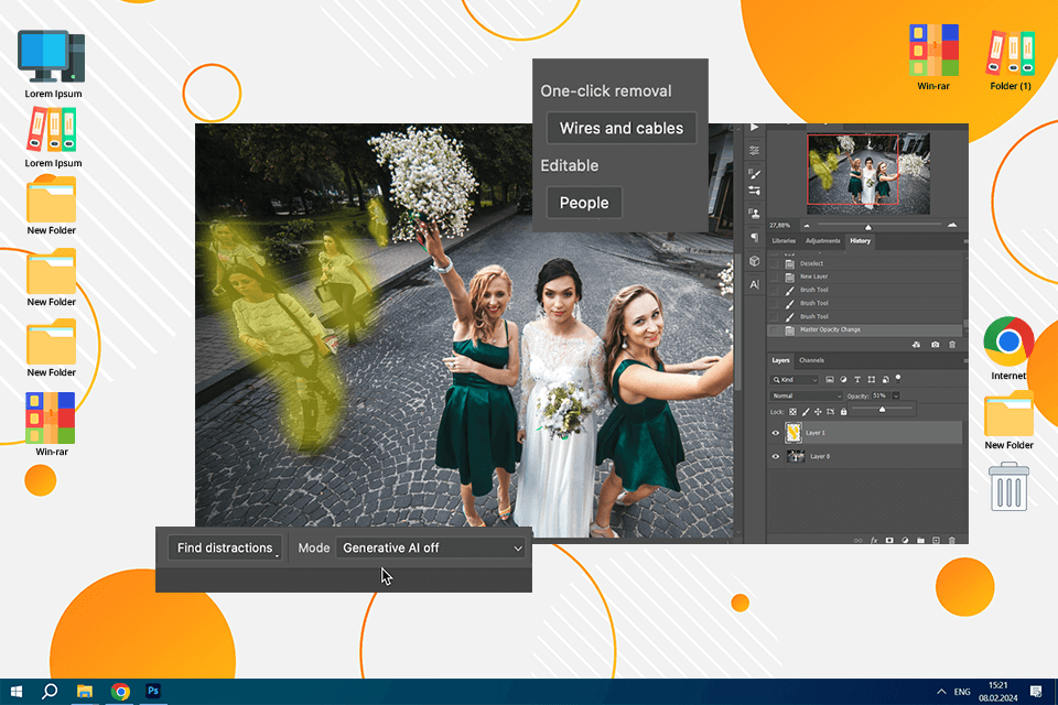 fjerning av distraksjon photoshop ai-verktøy