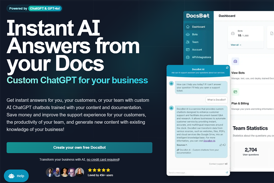 docsbot ai instant messaging software