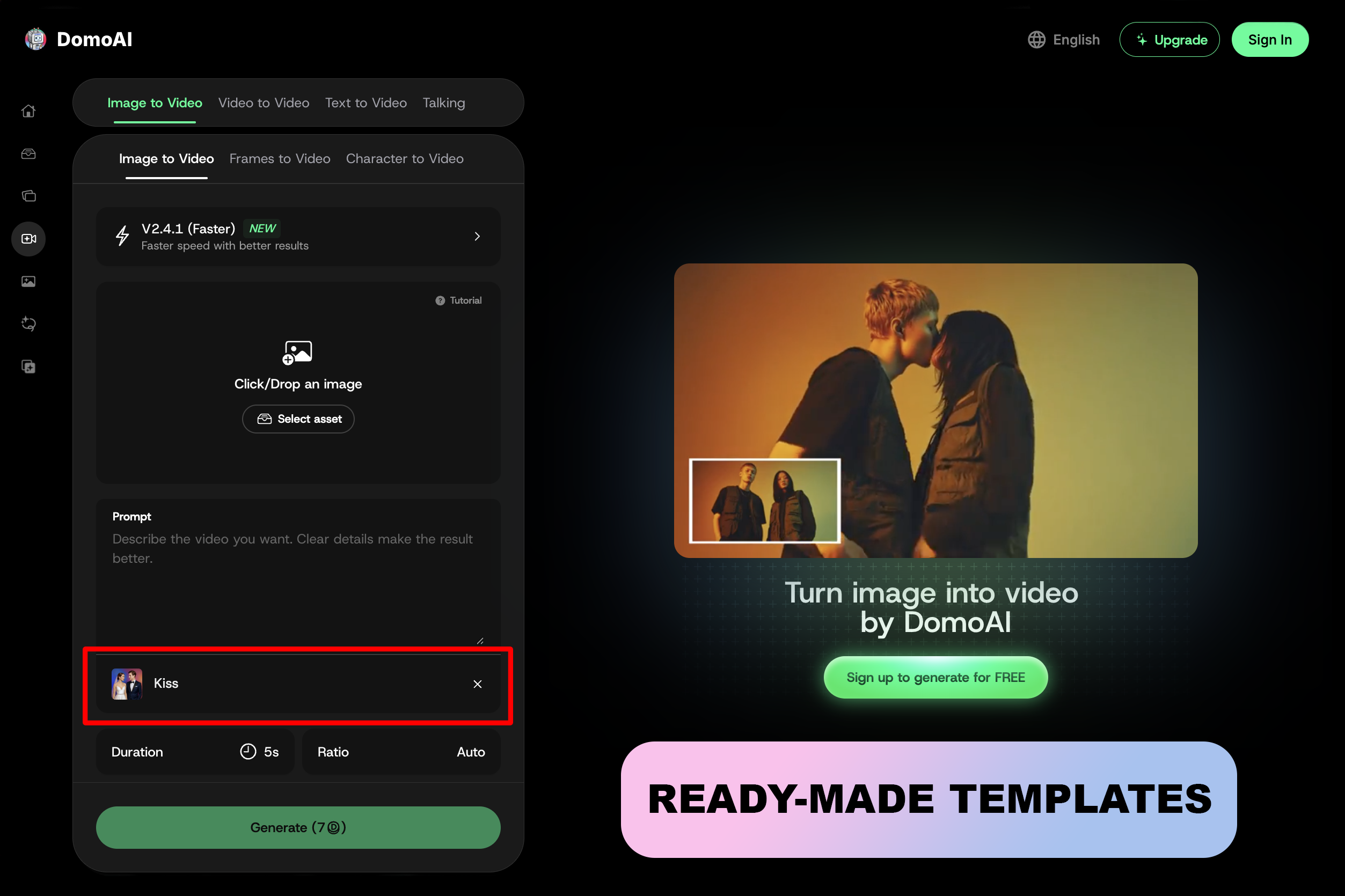 domoai app ai kissing video generator