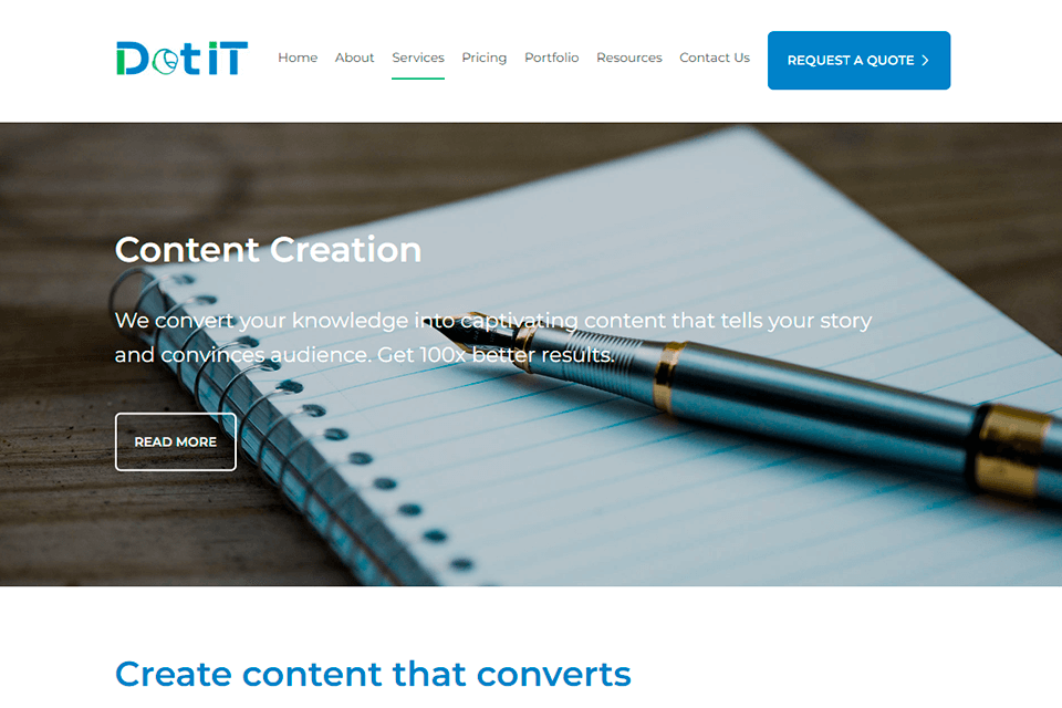 dotit content marketing agency interface