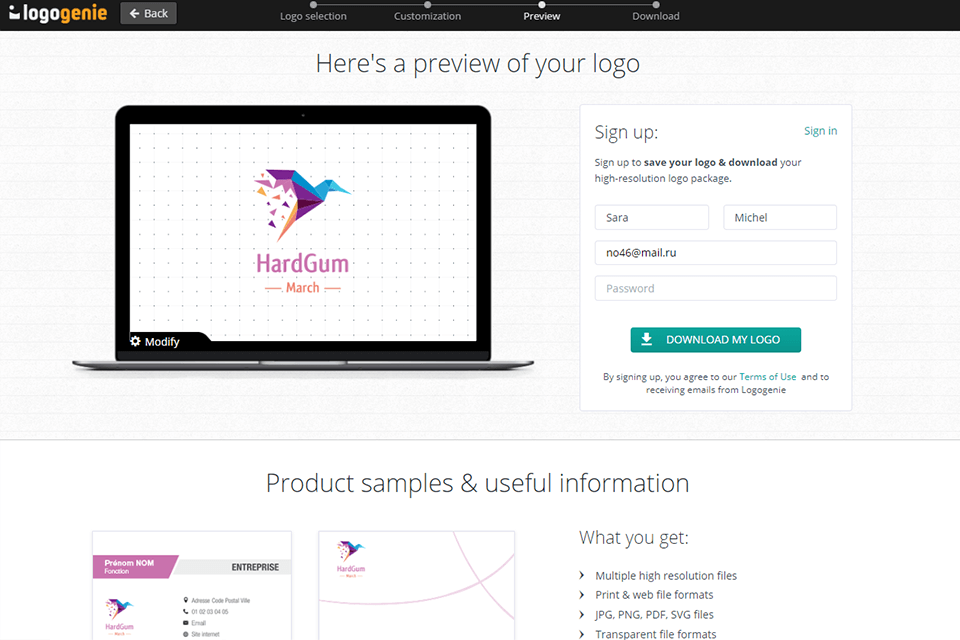 logogenie logo design download
