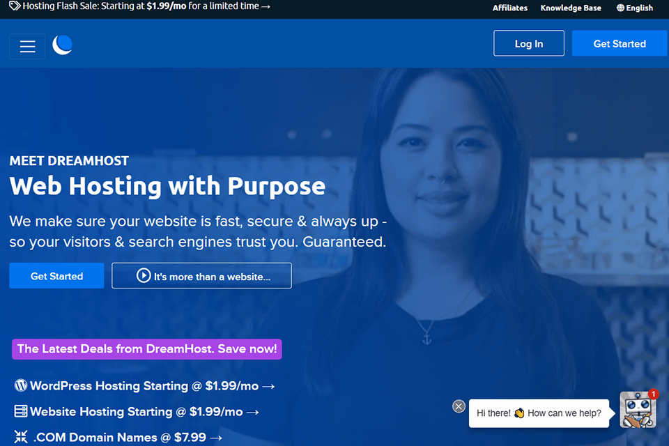 dreamhost wordpress hosting service website
