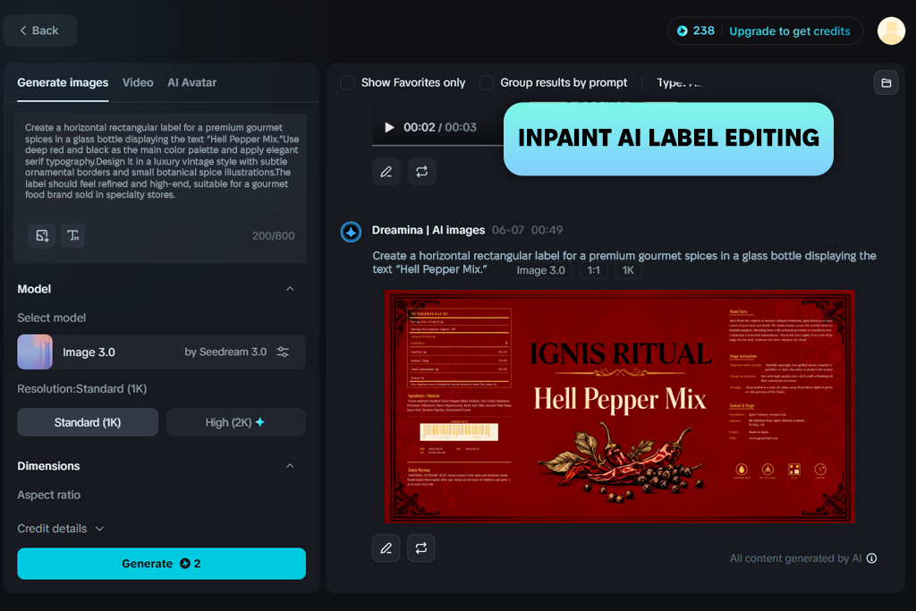 dreamina ai label generator