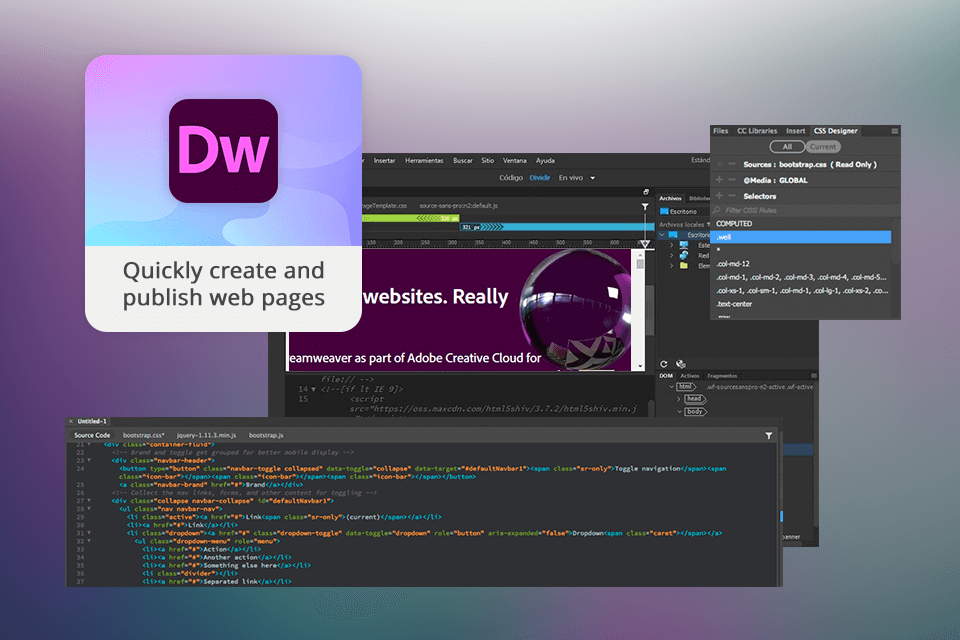 dreamweaver interface